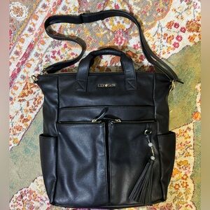 Lily Jade Black Leather Convertible Back Pack/Baby Bag